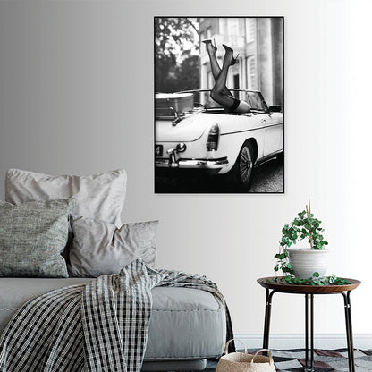 Wall Art 60cmx90cm High Heels in Classic Car Black Frame Canvas