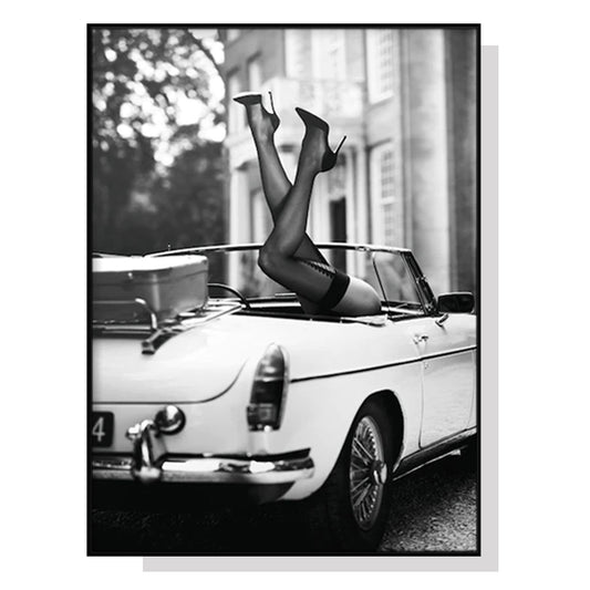 Wall Art 80cmx120cm High Heels in Classic Car Black Frame Canvas