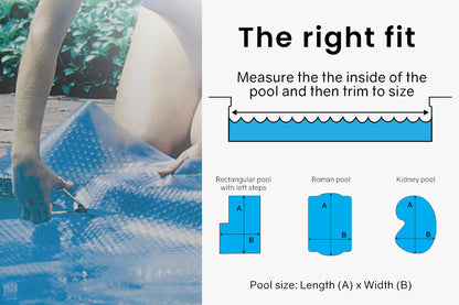 AURELAQUA Pool Cover 400 Micron 9.5x5m Solar Blanket Thermal Blue