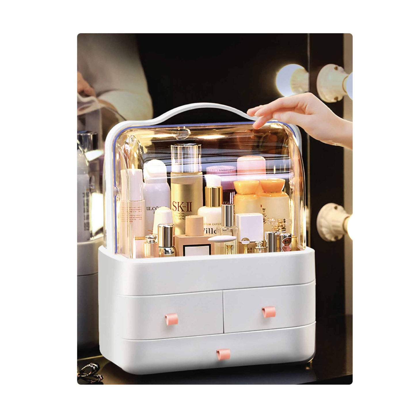 Makeup Organiser Storage Box - Cosmetic Jewellery Vanity Portable Display Case