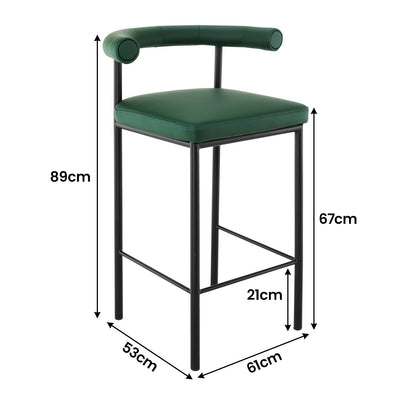 Sarantino Cedric Bar Stool W/ High-density Foam Upholstered In Pu Leather Sturdy Iron Frame Green