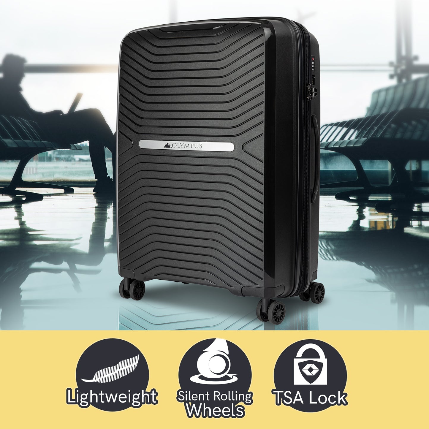 Olympus  Astra 29in Lightweight Hard Shell Suitcase - Obsidian Black