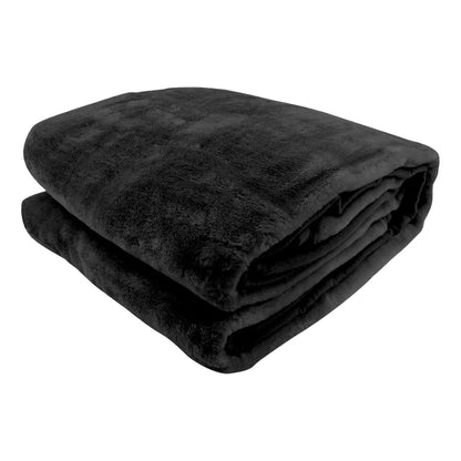 Laura Hill 800-gsm Faux Mink Throw Rug Blanket Queen Size Double-sided Large Super Luxurious Soft Heavy - Black