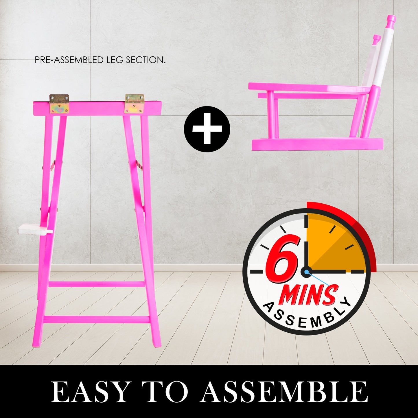 2X Director Movie Folding Tall Chair 75cm PINK HUMOR