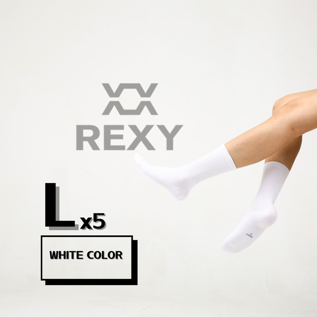 5X Rexy 3D Seamless Crew Socks Large Slim Breathable WHITE