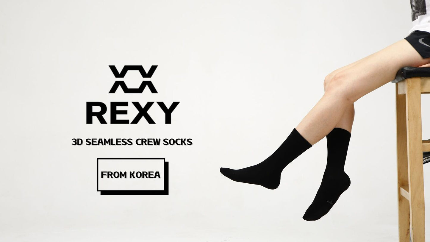 5X Rexy 3D Seamless Crew Socks Medium Slim Breathable BLACK