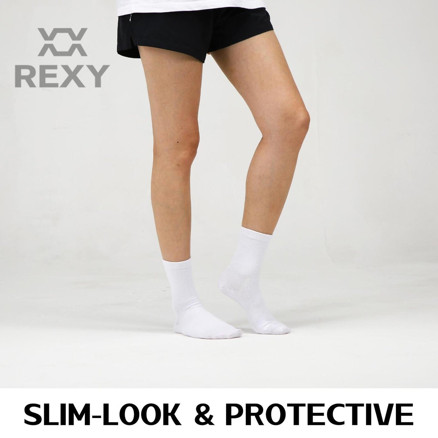 5X Rexy 3D Seamless Crew Socks Medium Slim Breathable WHITE