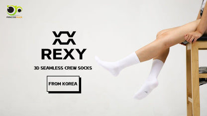 5X Rexy 3D Seamless Crew Socks Small Slim Breathable WHITE