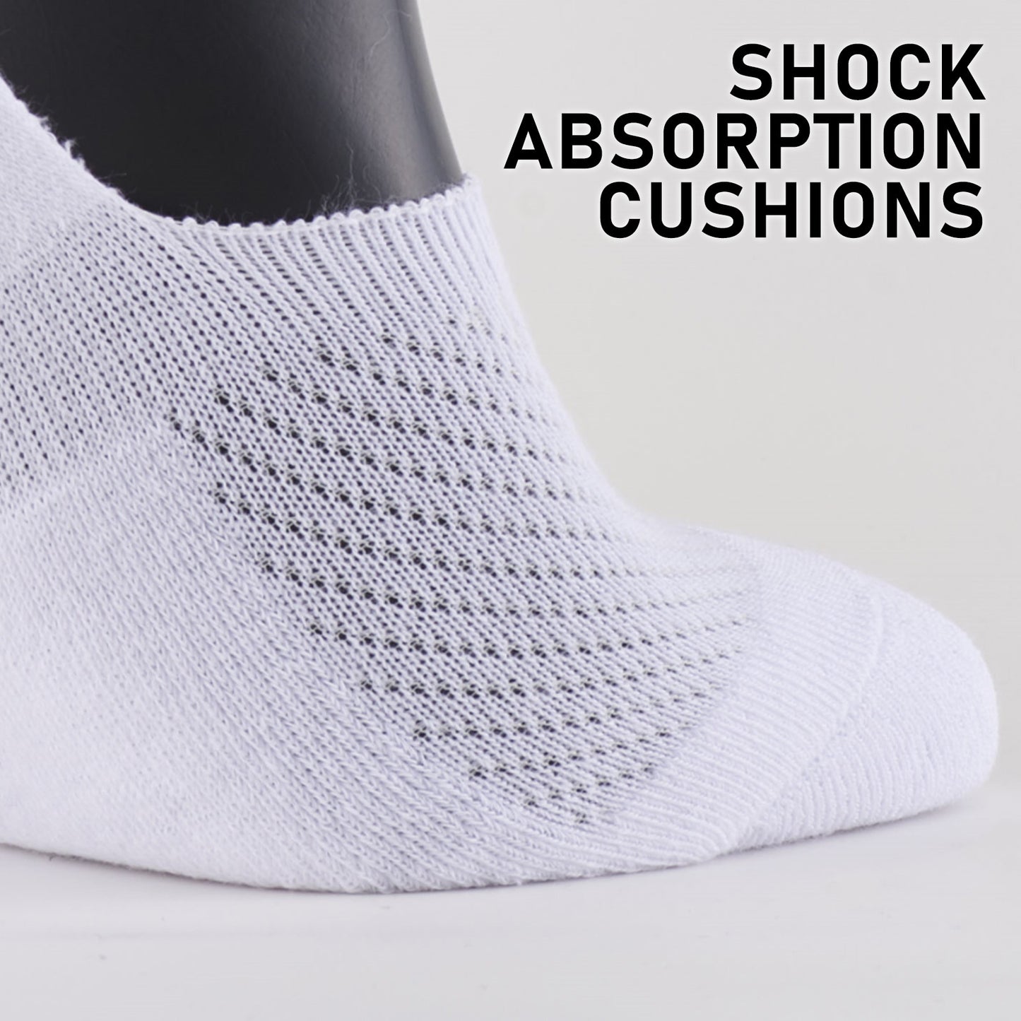 3X Rexy Cushion No Show Ankle Socks Large Non-Slip Breathable WHITE