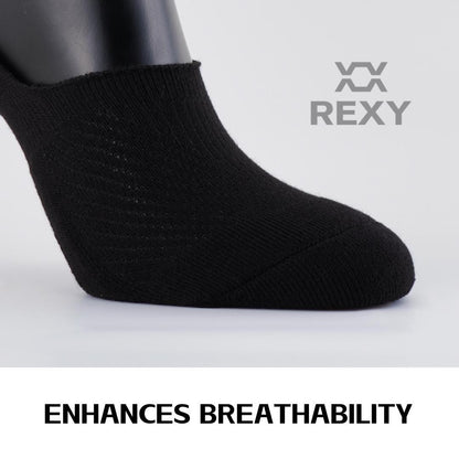 3X Rexy Cushion No Show Ankle Socks Medium Non-Slip Breathable BLACK