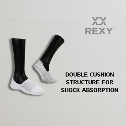 3X Rexy Cushion No Show Ankle Socks Small Non-Slip Breathable WHITE