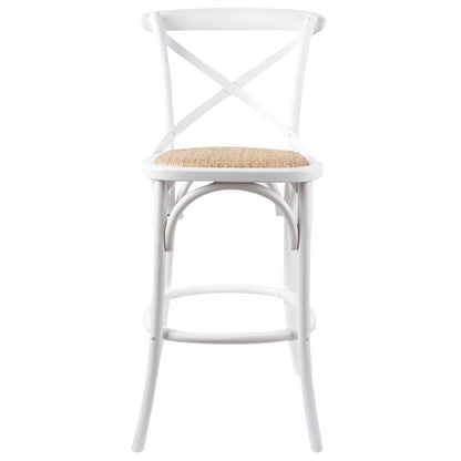 Aster 4pc Crossback Bar Stools Dining Chair Solid Birch Timber Rattan Seat White