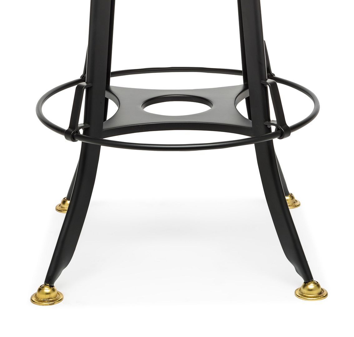 Industrial Wooden Height Adjustable Swivel Bar Stool Chair with Back - Gold Black