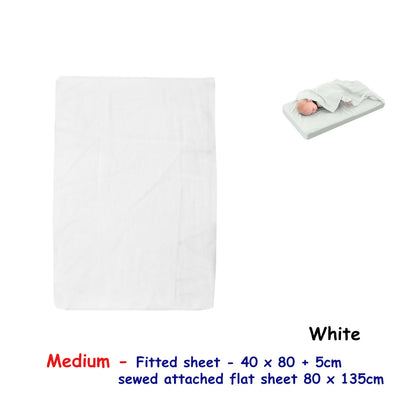 White Bassinet Fitted Sheet with a Flat Sheet Sewed Attached
