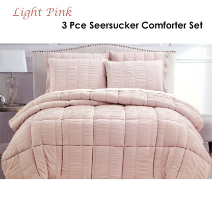 Seersucker Comforter Set Queen Light Pink