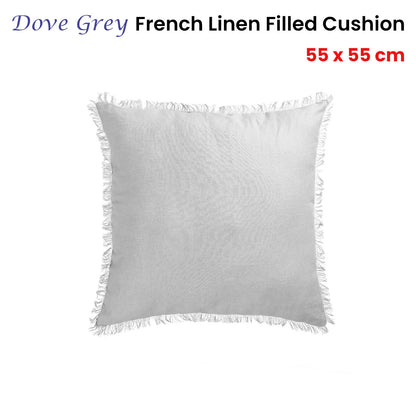 Vintage Design Homewares Dove Grey French Linen Filled Cushion Square - 55cm x 55cm