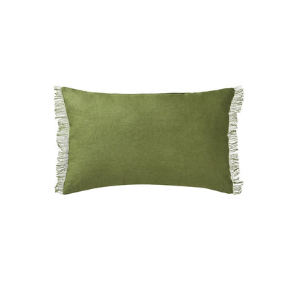 Vintage Design Homewares Olive French Linen Filled Cushion Oblong - 35cm x 55cm