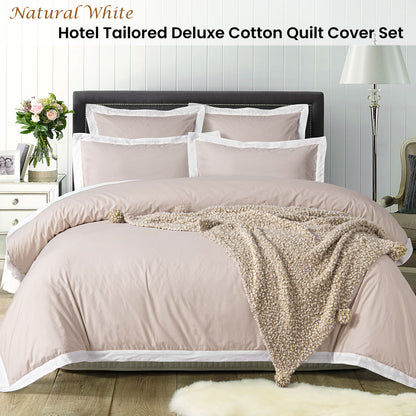 Accessorize White/Natural Tailored Hotel Deluxe Cotton Quilt Cover Set King