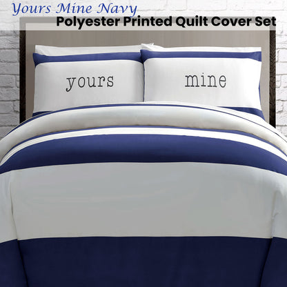 Big Sleep Yours Mine Navy Quilt Cover Set Double