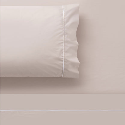 Accessorize White/Natural Piped Hotel Deluxe Cotton Sheet Set King