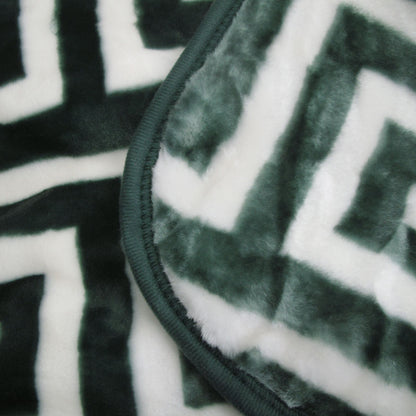 Bloomington 800GSM Greek Key Green Winter Premium Quality 1 Ply Mink Blanket Double