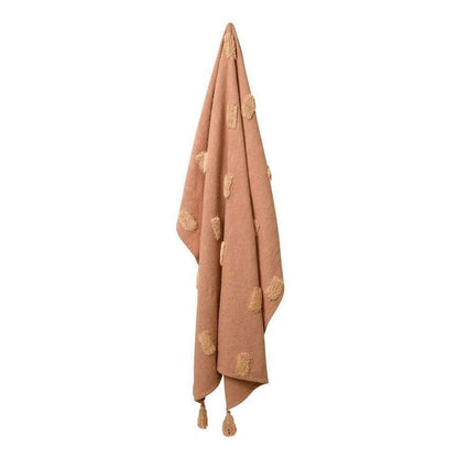 J Elliot Home Quinn 100% Cotton Textured Throw 130 x 160 cm Clay Pink & Soft Pink