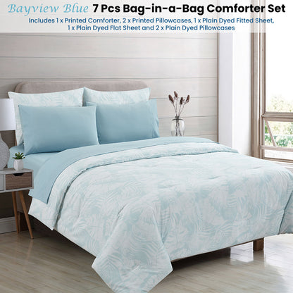Ardor Bayview Blue 7 Pcs Bed-In-A-Bag Comforter Set with Sheet Set Queen