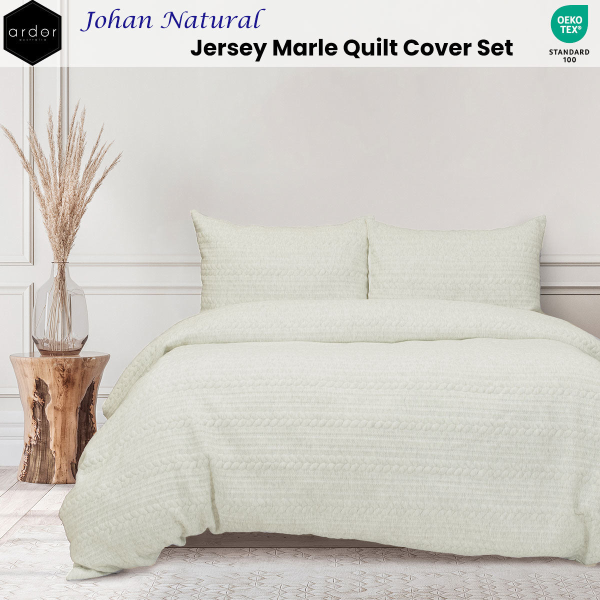 Ardor Johan Natural Jersey Marle Quilt Cover Set Queen