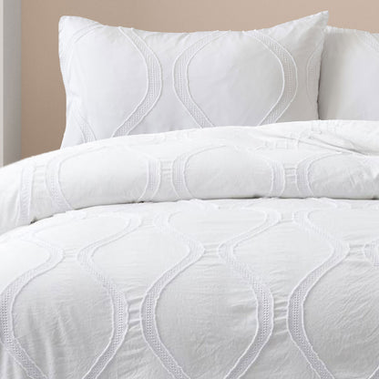 Ardor Lucy White Tufted Detail Quilt Cover Set King