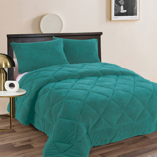 Ramesses Teddy Fleece 3 Pcs Comforter Set Teal King