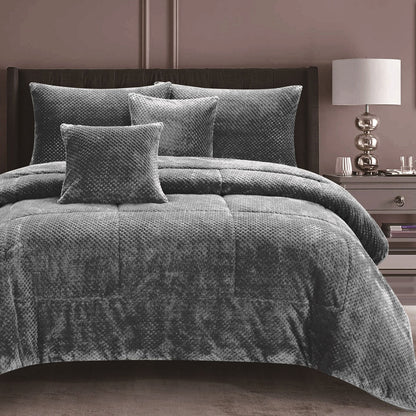 Ramesses Waffle Fleece Frost Grey 3 Pcs Comforter Set King