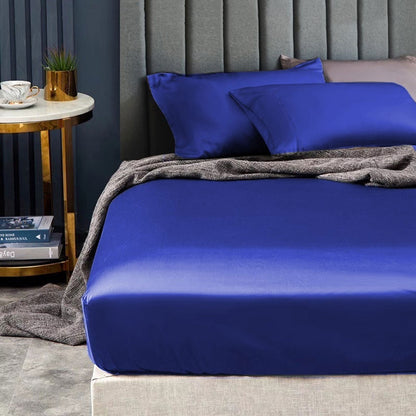 Ramesses 1500TC Elite Egyptian Cotton Sateen Fitted Sheet Combo Set Royal Blue Queen