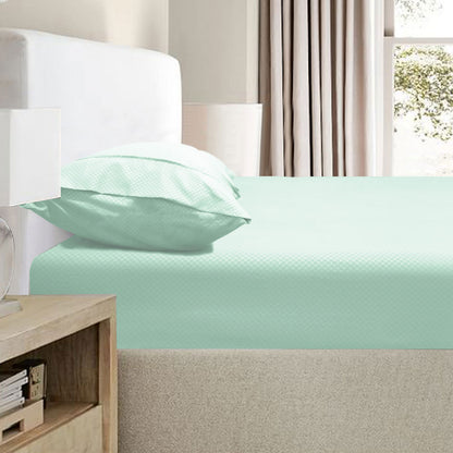 Ramesses 2000TC Bamboo Embossed Fitted Sheet Combo Set Aqua King Single