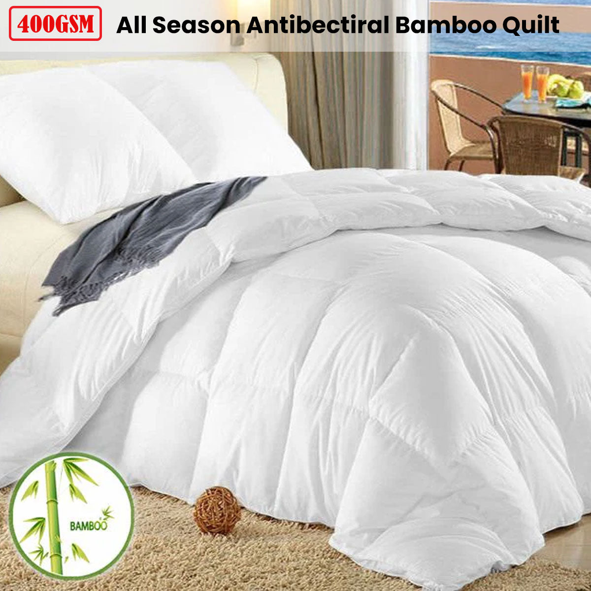 Ramesses 400GSM All Season Antibectiral Bamboo Quilt Double