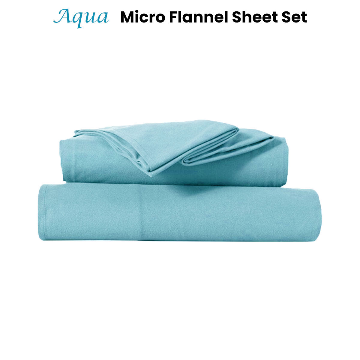 Kingtex Ultra-Soft Micro Flannel Sheet Set 40 cm Wall Aqua Double