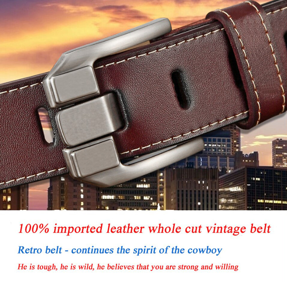 Genuine Leather For Men Pin Buckle Belts Cowskin Casual Belts Business Belt (Brown)