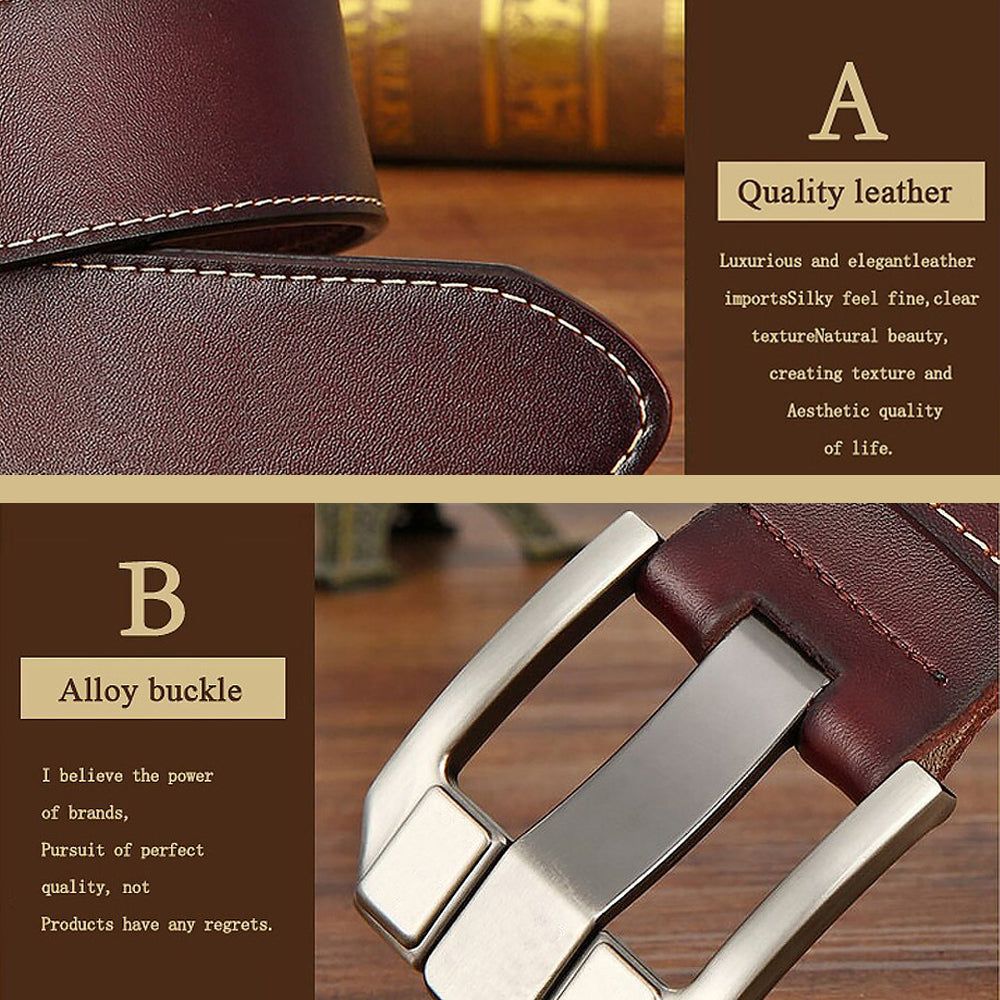 Genuine Leather For Men Pin Buckle Belts Cowskin Casual Belts Business Belt (Brown)