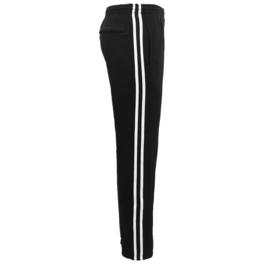 Men's Fleece Casual Sports Track Pants w Zip Pocket Striped Sweat Trousers S-6XL, Black, XL