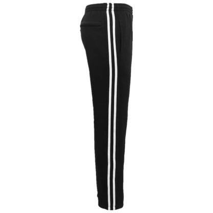 Men's Fleece Casual Sports Track Pants w Zip Pocket Striped Sweat Trousers S-6XL, Black, 2XL