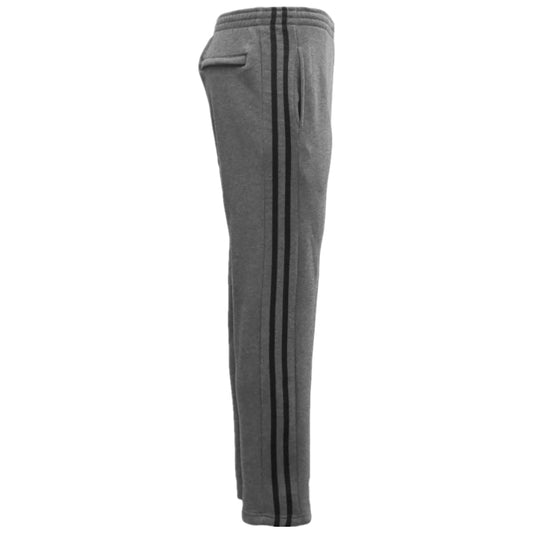 Men's Fleece Casual Sports Track Pants w Zip Pocket Striped Sweat Trousers S-6XL, Dark Grey, L