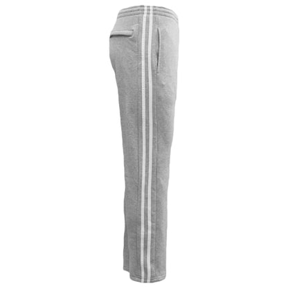 Men's Fleece Casual Sports Track Pants w Zip Pocket Striped Sweat Trousers S-6XL, Light Grey, S