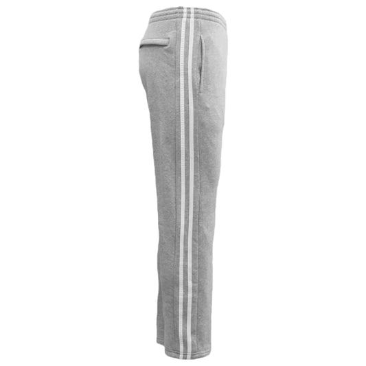 Men's Fleece Casual Sports Track Pants w Zip Pocket Striped Sweat Trousers S-6XL, Light Grey, S