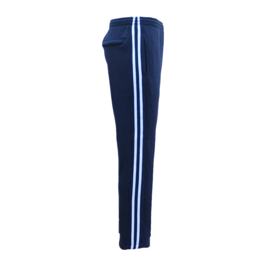 Men's Fleece Casual Sports Track Pants w Zip Pocket Striped Sweat Trousers S-6XL, Navy, L