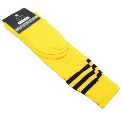 Mens Womens Sports Breathable Tube Long High Socks Knee Warm Casual Footy Soccer, Yellow