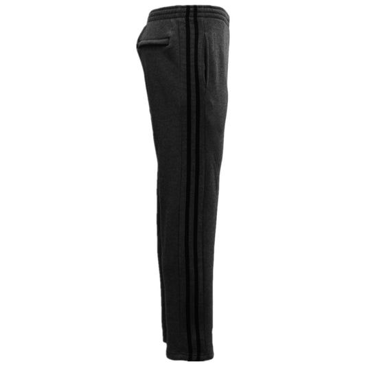 Men's Fleece Casual Sports Track Pants w Zip Pocket Striped Sweat Trousers S-6XL, Charcoal w Black Stripes, M