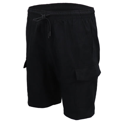 Men's Cargo Shorts 4 Pockets Cascual Work Trousers Active Pants Elastic Waist, Black, 2XL