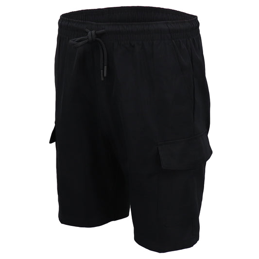 Men's Cargo Shorts 4 Pockets Cascual Work Trousers Active Pants Elastic Waist, Black, 3XL