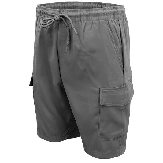 Men's Cargo Shorts 4 Pockets Cascual Work Trousers Active Pants Elastic Waist, Charcoal, XS