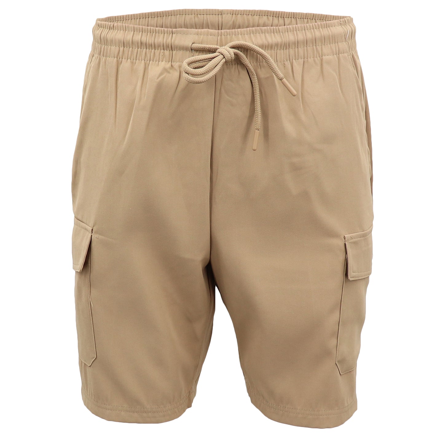 Men's Cargo Shorts 4 Pockets Cascual Work Trousers Active Pants Elastic Waist, Khaki, XS