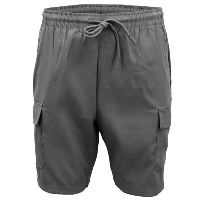 Men's Cargo Shorts 4 Pockets Cascual Work Trousers Active Pants Elastic Waist, Khaki, XS